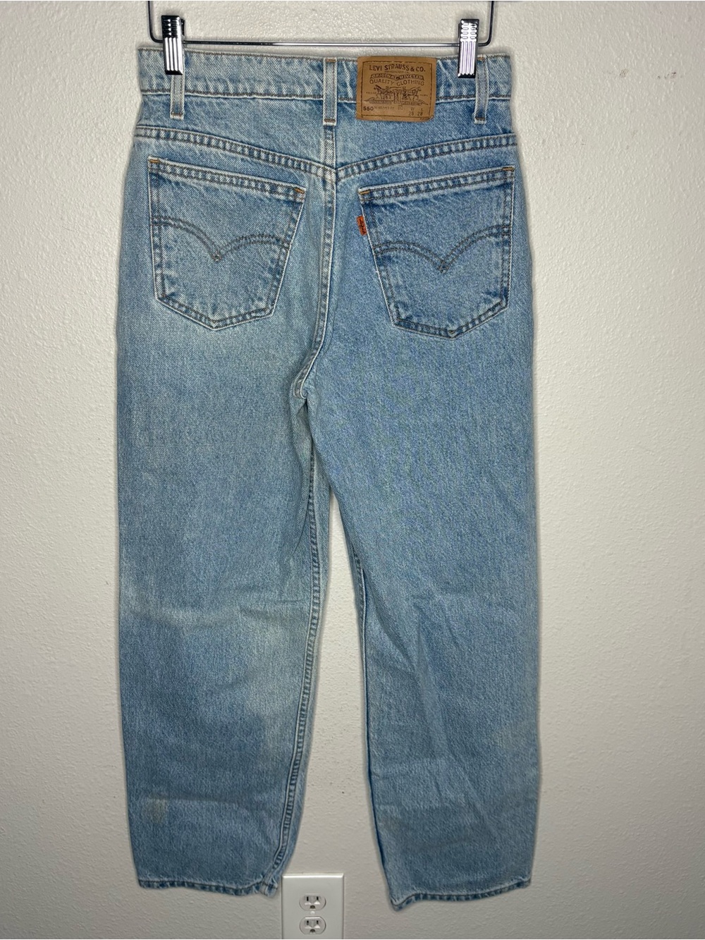 VTG Levis 550 Jeans 26x28 Blue Denim Straight Relaxed Student Orange Tab